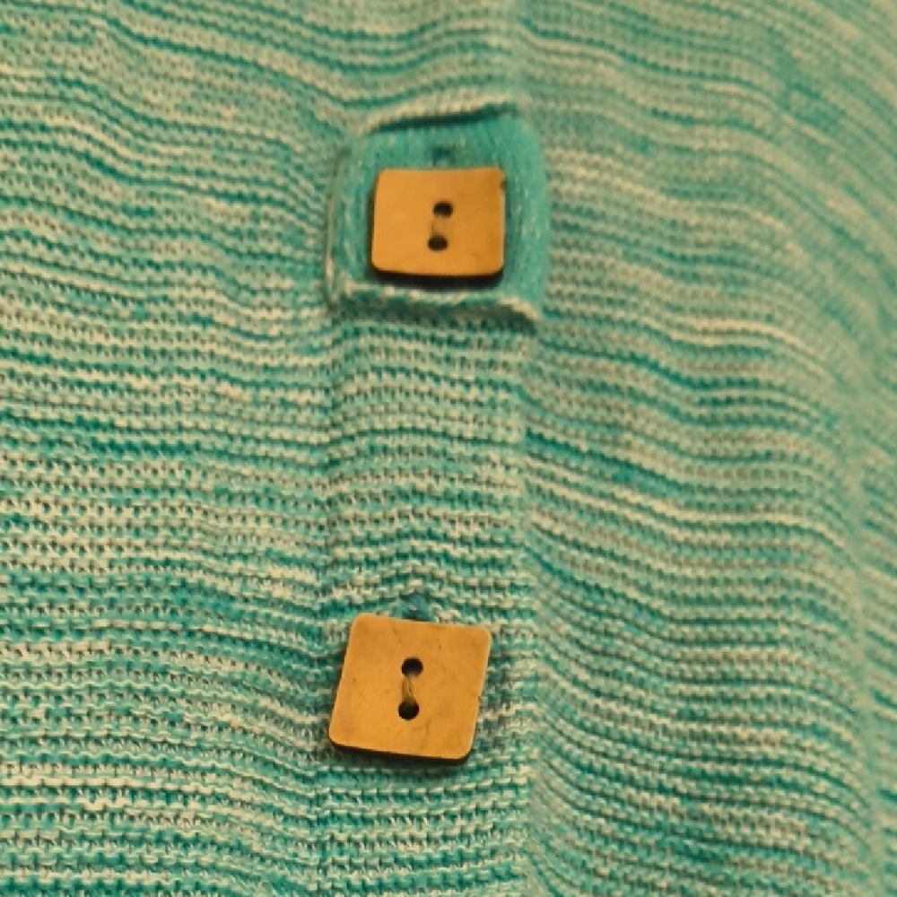 Habitat Turquoise Cardigan with Wooden Buttons Natural Materials Cozy Boho - Picture 7 of 15
